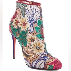 Christian Louboutin Miss Tennis 100mm Floral Mesh Bootie size 39.5